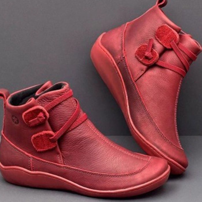 Women Vintage Round Toe PU Lea - Vintage Fashion For Men recension och pris
