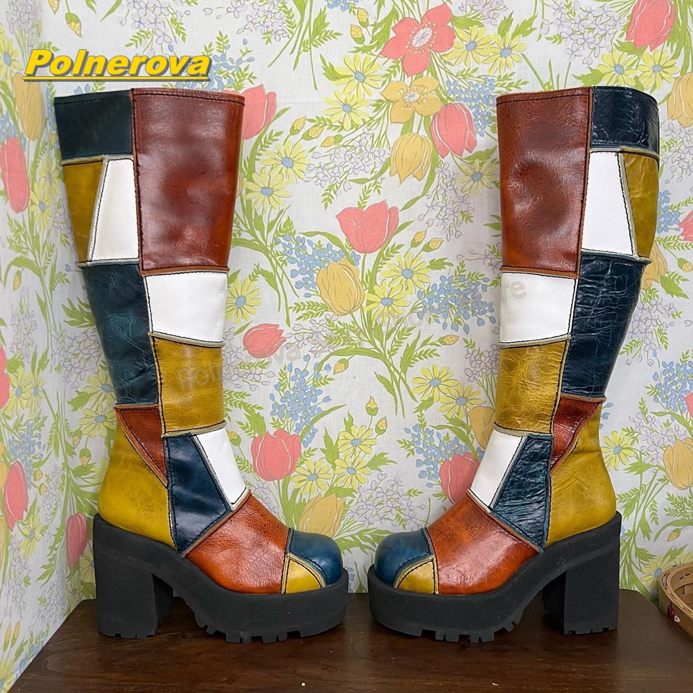 Women Retro Patchwork Leather  - Vintage Y2K recension och pris