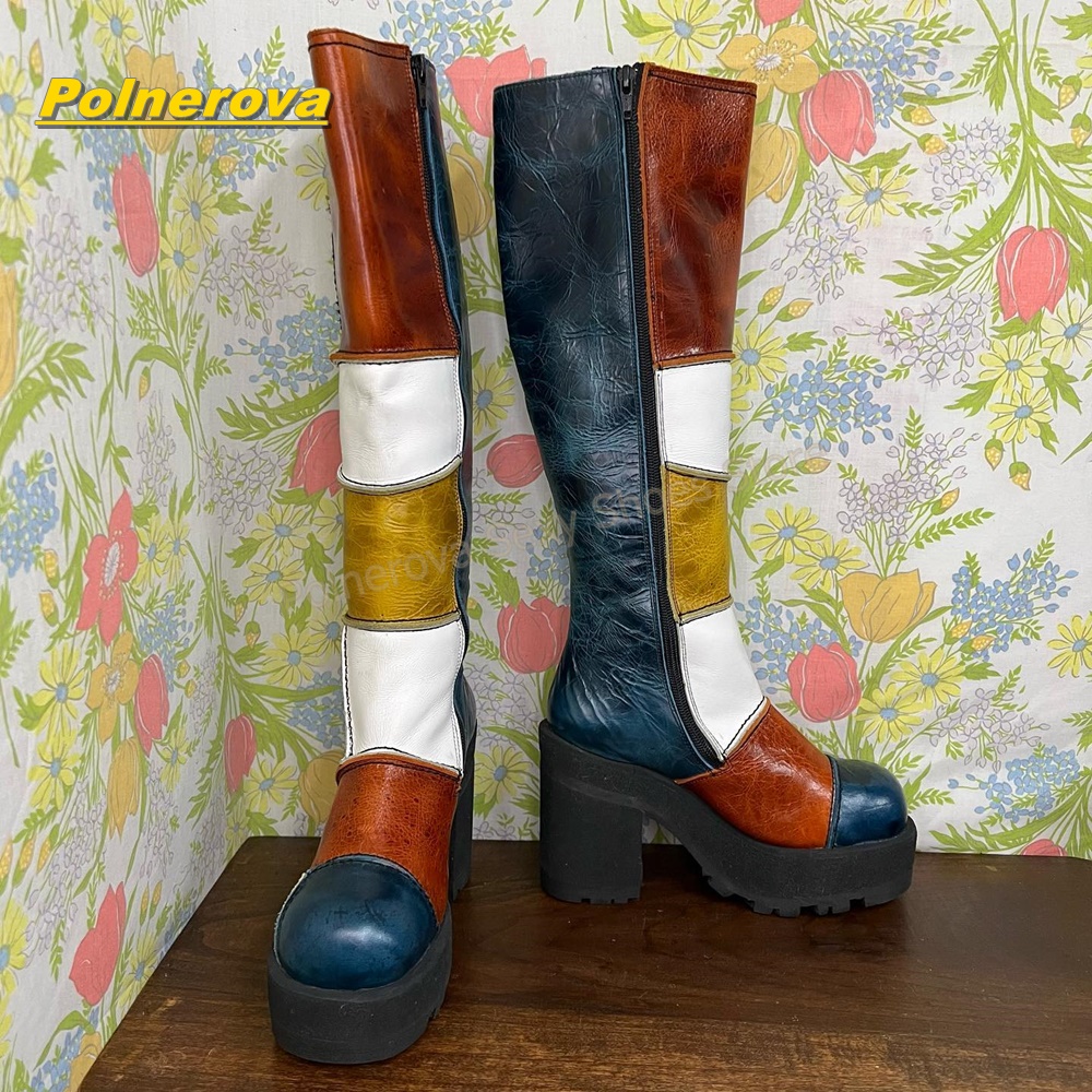 Women Retro Patchwork Leather  - Vintage Y2K recension och pris
