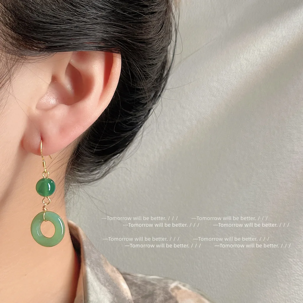 Green Real Jade Ring Earrings  - Vintage Fashion Ai recension och pris