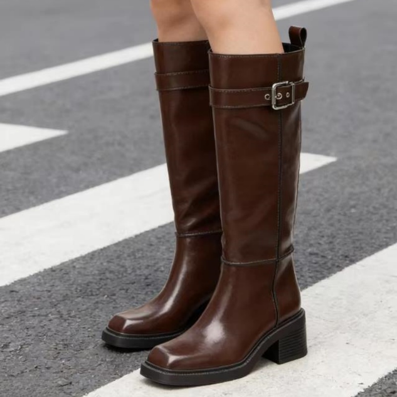 British Style Brown Knee Boots - Vintage Fashion Style recension och pris