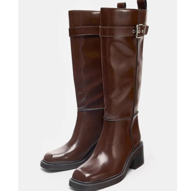 British Style Brown Knee Boots - Vintage Fashion Style recension och pris