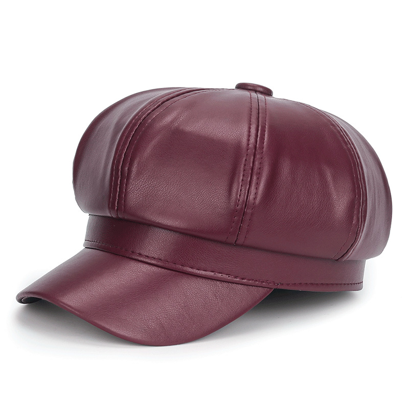 Winter Black PU Leather Hat fo - Vintage Fashion Hats recension och pris